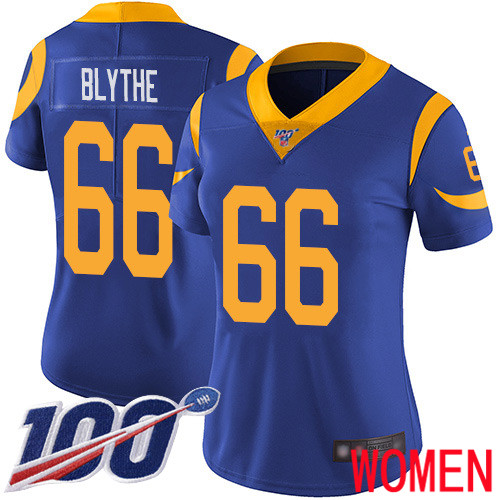 Los Angeles Rams Limited Royal Blue Women Austin Blythe Alternate Jersey NFL Football #66 100th Season Vapor Untouchable